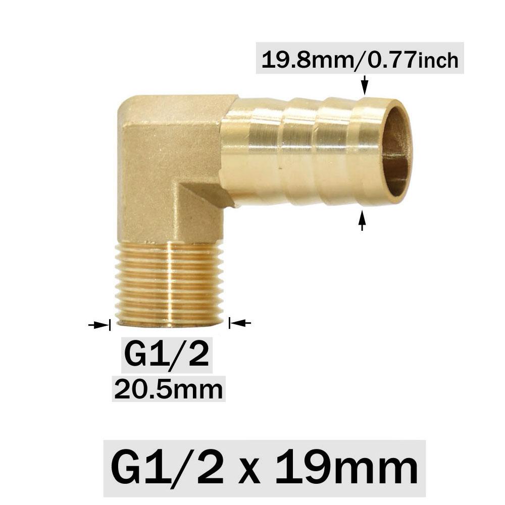 12/14/16/19mm Brass Hose Barb Connector Elbow 1/2 Male Female Thread Coupler Copper Water Oil and Air Pipe Fitting