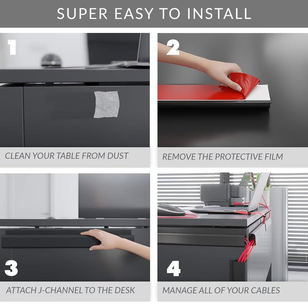 1PC PVC Channel Under Desk Cable Management Tray Organizer Power Cord Wire Hider Strip Protecter No Drilling Cable Raceway