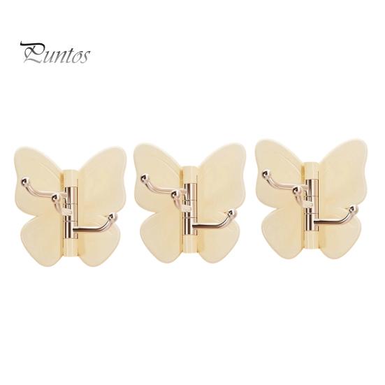 Corner Storage Hooks Rotating Butterfly Adhesive Wall Hooks, 3-Prong No-Drill Swivel Hangers, with Flexible Adjustable Angle Space-Saving Hook,