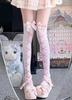1 Paar Japanische Schleife Y2K Lolita Oberschenkelhohe Socken Damen Bein Schlankmachend Rutschfest Anime Expo/Lolita Teeparty/JK Treffen