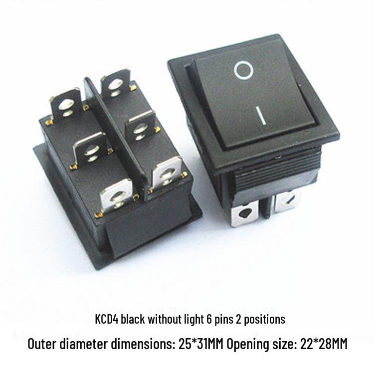 Rocker Power Reset Switch, 16A 250V, 4/6-Pin, 2/3-Position with Light, KCD4 Boat Shape