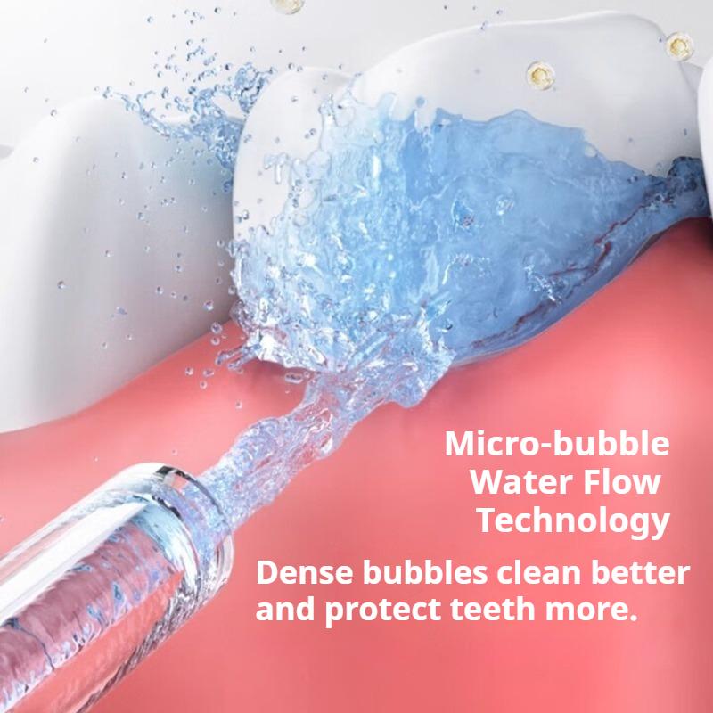 Handheld professional tooth flusher removes calculus micro-bubbles, deeply cleans tartar 500ml large water tank, and gives 4 nozzles as a gift.
