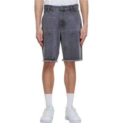 Urban Classics Mens Denim Knee Length Open Edge Shorts