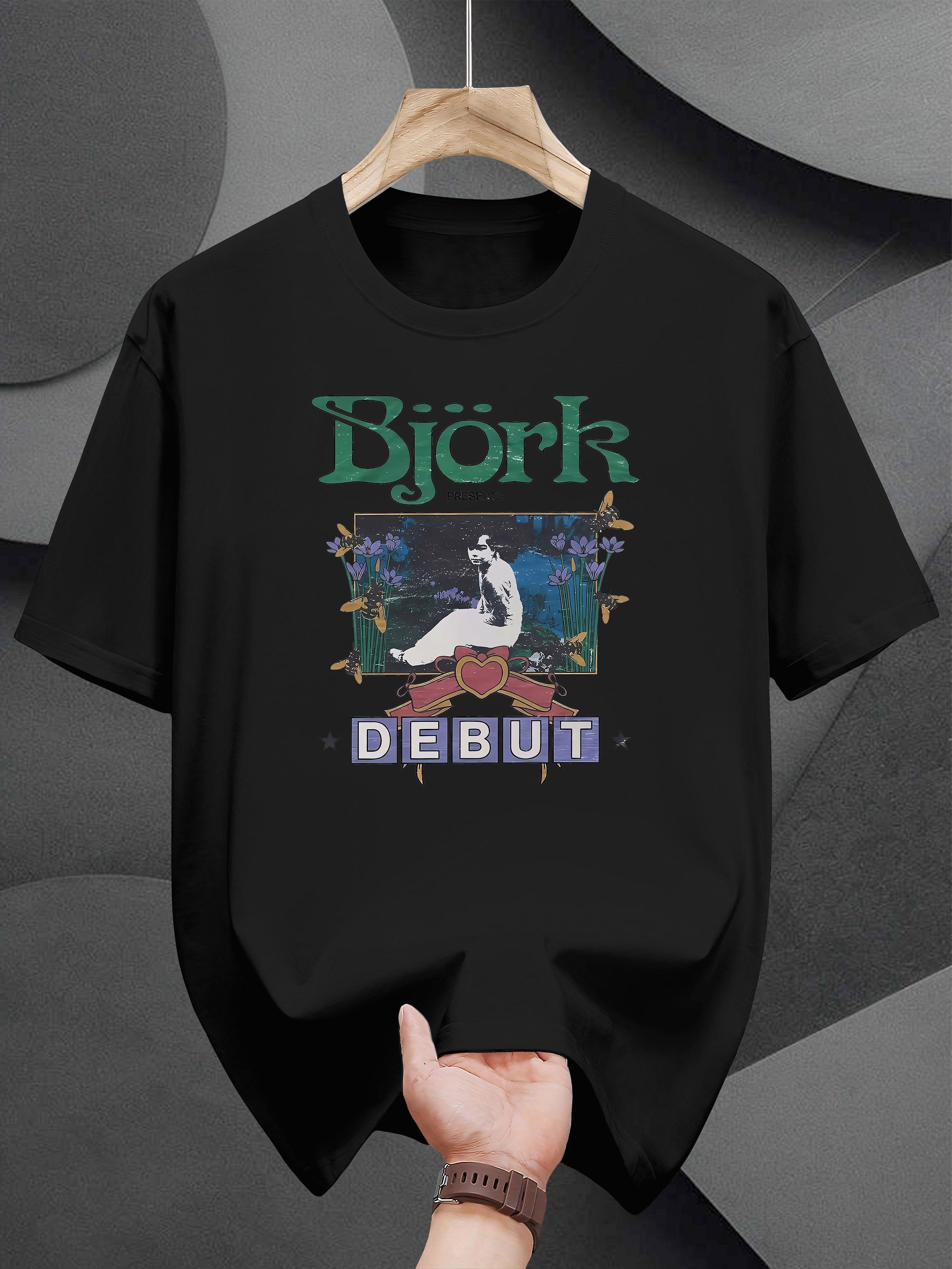 Graphic T-shirt - Stylish Black Tee with Björk Debut Print XXXXL