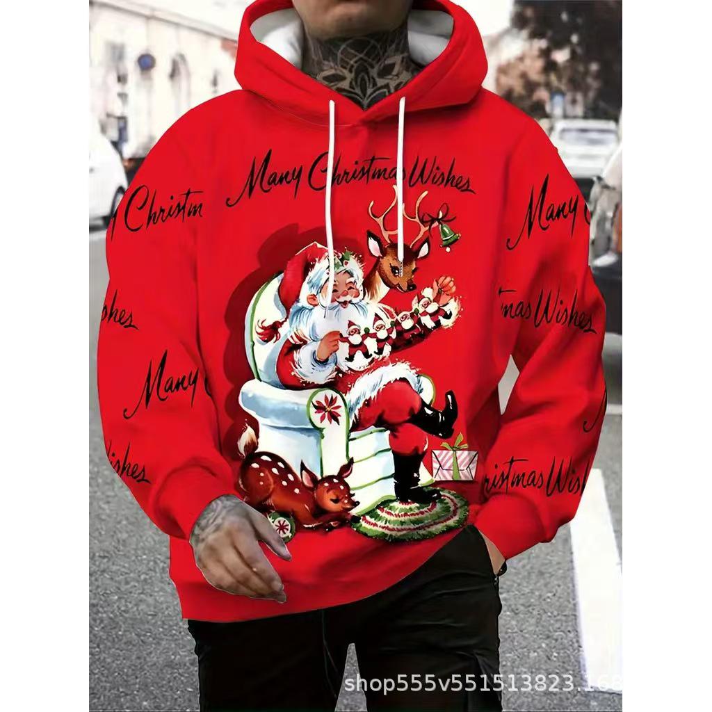 3D Digital Print Christmas Hoodie - Europe & America Style