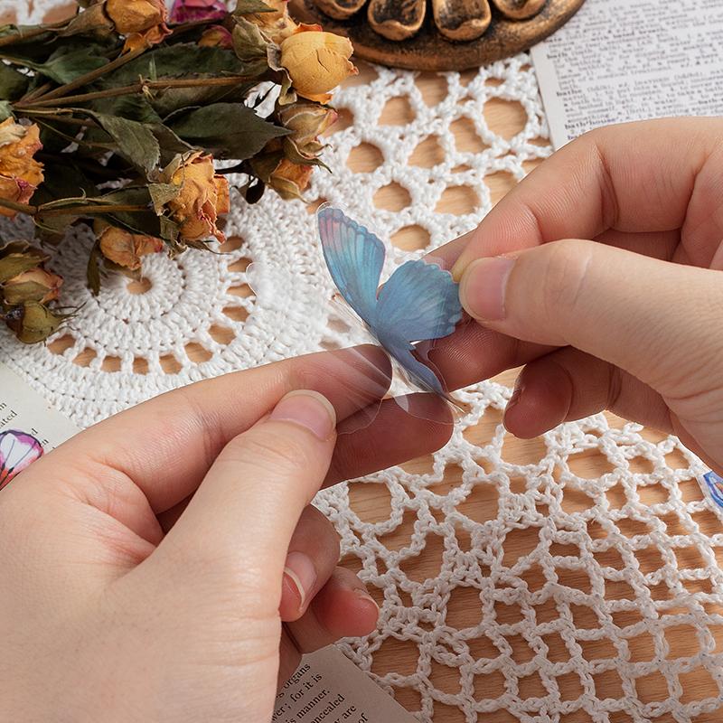40pcs Variety Butterfly Decorative Stationery Stickers Cute Material Sticker Scrapbooking Label Diary Cup Phone Journal Planner