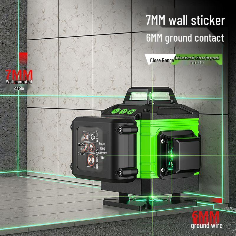 16-Line Green & Blue Laser Level: High Precision, Brightness, Floor-Adhering Infrared Water Level Measurement Tool