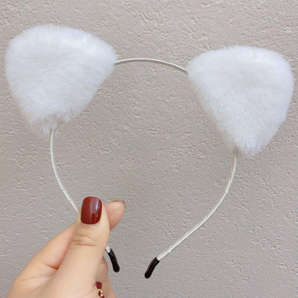 Women Hair Hoop Plush Hair Band Thin Cat Ears Headband Sweet   Student