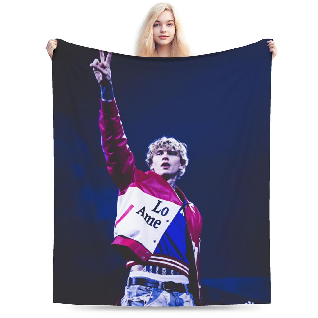 Couverture Chaude Douce Pique-nique Enfants MGK Lost Americana Tour 2025-2026 Couverture Jetée Couvre-lit en Flanelle pour Chambre à Coucher Canapé