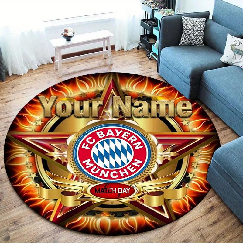 FC Bayern Munchen Custom Name Round Area Rug,Carpet Rug for Living Room Bedroom Sofa Playroom Decor,Non-slip Floor Mat