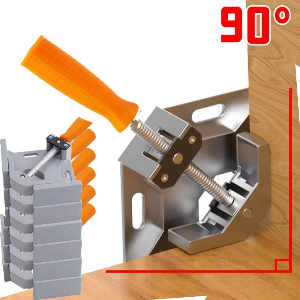 90° Angle Right Angle Clamp Sturdy Design Aluminum Alloy Adjustable Swing Jaws Clamp Gray Adjustable Swing Jaws Silver