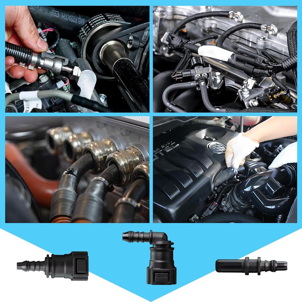 Fuel Line Quick Connect Kit 24PCS,Assorted 5/16 3/8 Fuel Line Fittings Nylon Straight Push-On Release Hose Connector