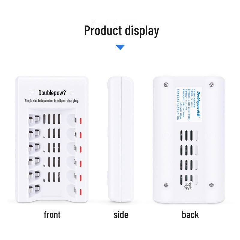 Smart Double Battery Charger No. 5/7: 6-Slot 1.2V AA Rechargeable Battery Charger with Adaptive Lighting