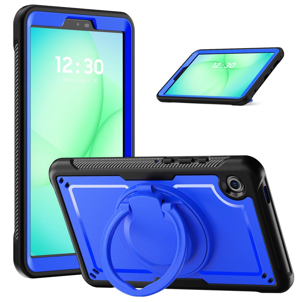 For Samsung Galaxy Tab A11/A9 Case Rotating Kickstand PC + TPU Shockproof Tablet Cover with Shoulder Strap