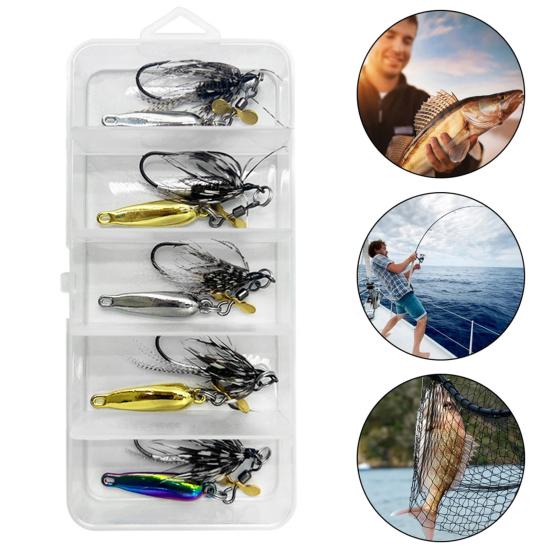 5 Stück 9,1 cm/3,2 g 9,3 cm/4,5 g 9,7 cm/7 g Fliegenfischen Köder mit Spinnerblatt Weitwurf Rotierende Pailletten Löffel Spinnerbait Bass Angelzubehör