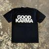 Fashion Unisexs Hiphop Streetwear Tees Oversized Letter Print Good Karma Y2k Oneck Loose Cotton Tshirt Cute Unisexs Top