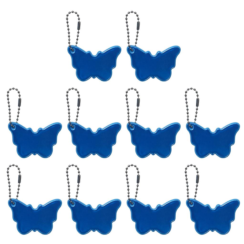 Pack of 10 Reflective Butterfly Keychian Charm Pendant for Vehicle Safe Sturdy Night Visibility Hanging Accessories
