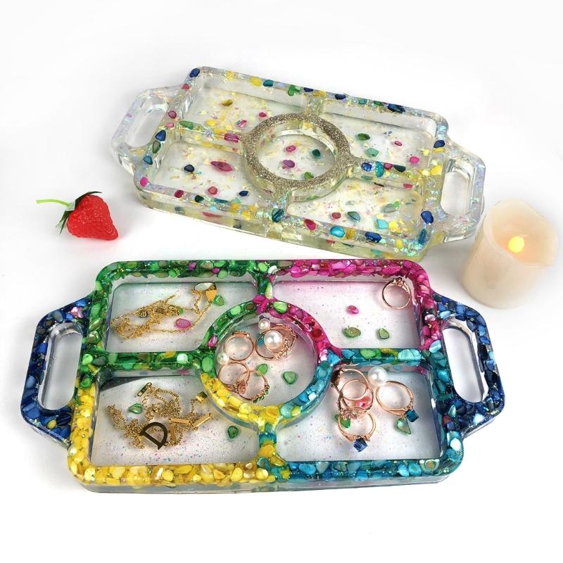 DIY Epoxy Crystal Valentines Day Four-Leaf Grass Storage Box Mold for Soap Candle Holder Jewelry Storage Home Decor