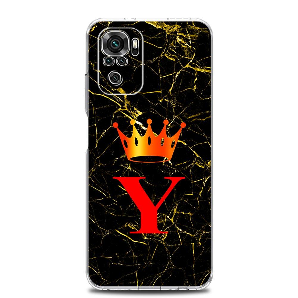 Phone Case For Xiaomi Redmi Note 15 14 13 12 4G 10 11 Pro Plus 5G 14C 13C 12C 10C TPU Cover Luxury Marble Letter A B Crown