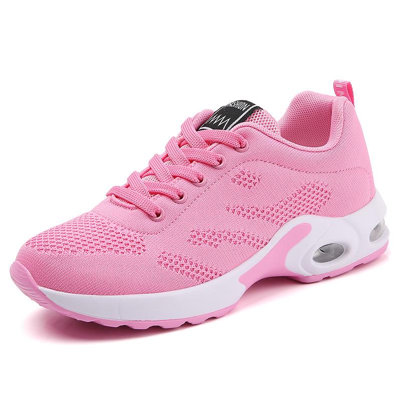 2021 Factory Direct Supply of New Korean Version of Flying Woven Sports and Leisure Shoes Breathable Soft Sole Air Cushion Student Large Size Women'
