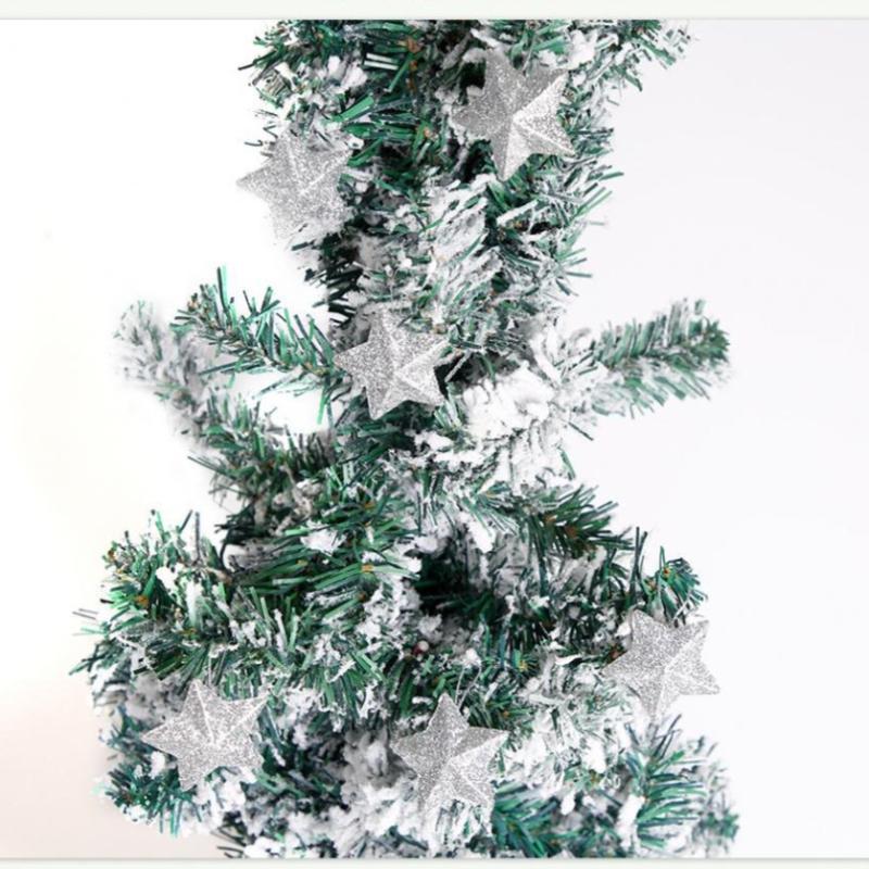 6Pcs Plastic Christmas Decorations Gold Glitter Star Decorations Christmas Tree Hanging Decorations Christmas Festive Supplies