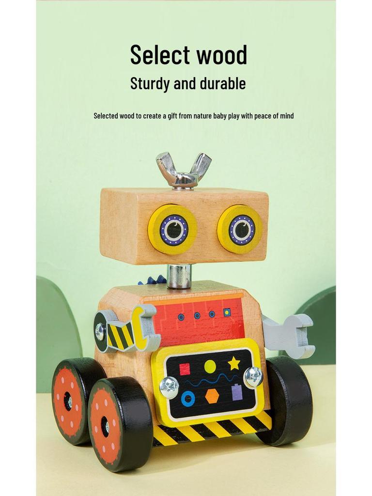 DIY Interlocking Car Robot Assembly Kit for Kids - Wooden Educational Toy