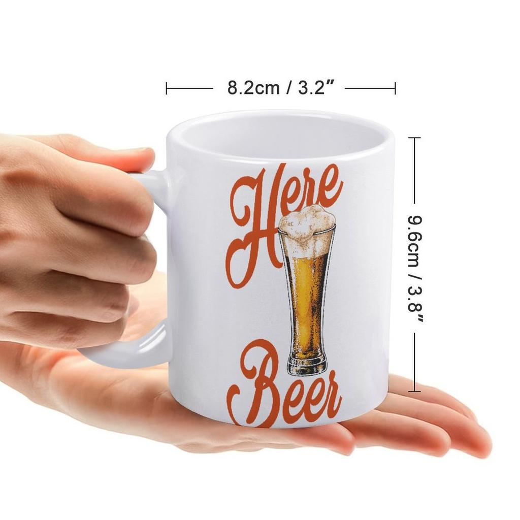 1pc 11oz Double-Sided Printed Ceramic Mug for Beer Enthusiasts, Simple Daily Cup for Coffee or Tea, Great Fun Gift Idea
