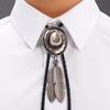 Vintage Western Cowboy Hat Necklace Unisex Metal Feather Necktie Long Pendant Chain  Western Style
