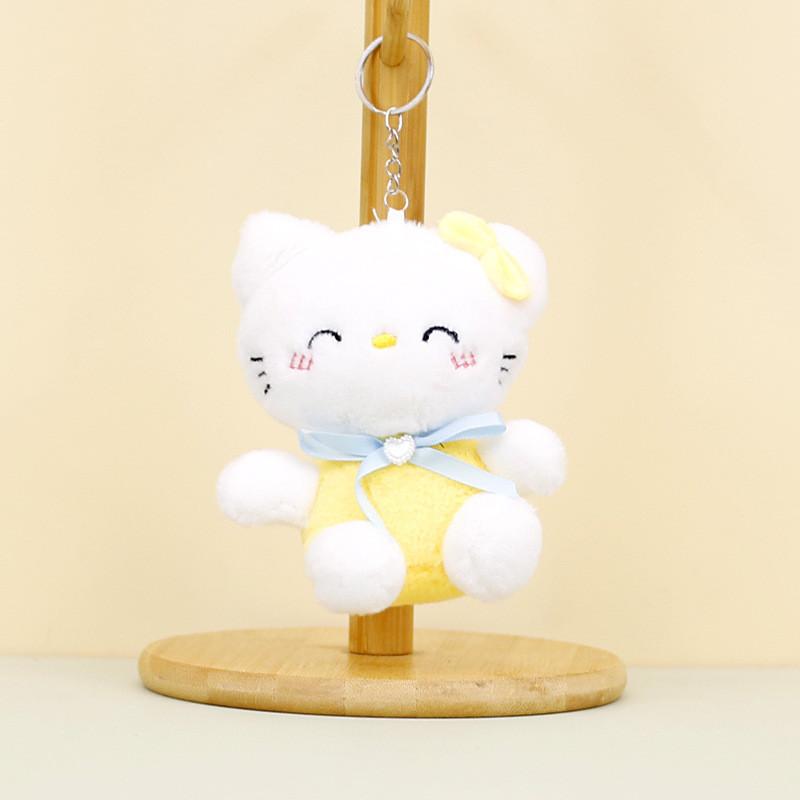 Adorable Plush Cat Keychain With Cute Bow Soft Pp Cotton Mini Cat Doll