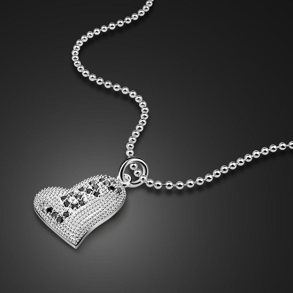 

New Japanese Love Heart Pendant Necklace Electroplated S925 Sterling Silver Women S Sweater Chain 46cm