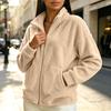 Women's Zip Up Sweatshirt Color Loose Fit Casual Top