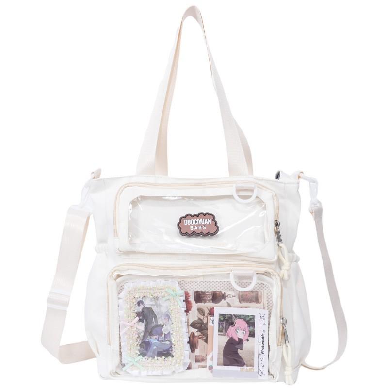 Geantă de umăr tip crossbody stil preppy japonez Y2K Rucsacuri noi din nailon pentru școală pentru fete adolescente Rucsacuri transparente Itabag Geantă Ita