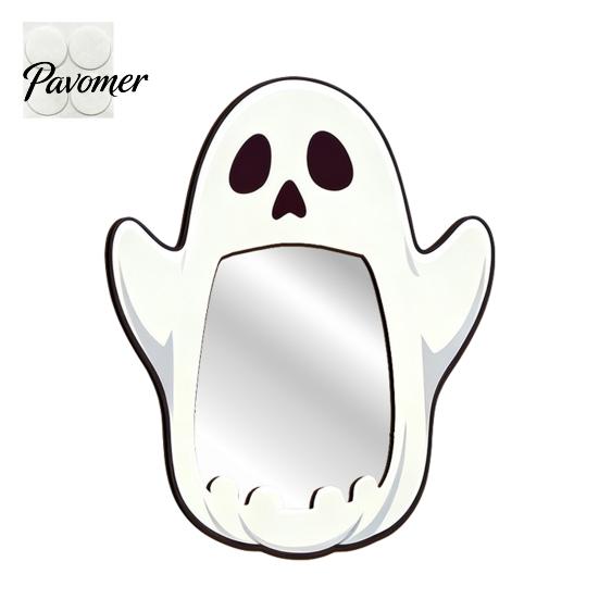 Halloween Wall Mirror Wooden Decorative Mirror, Pumpkin Ghost Bat Witch Cartoon Wood Decor Decor, Fun for Entryway Party, Festive Home Ornament Rustic
