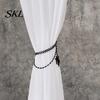 Adjustable Metal Curtain Buckles Halloween Cobweb Tieback, Chain Drapery Holder, Gothic Spider Style Room Decor Web Holder for Home Living Holiday