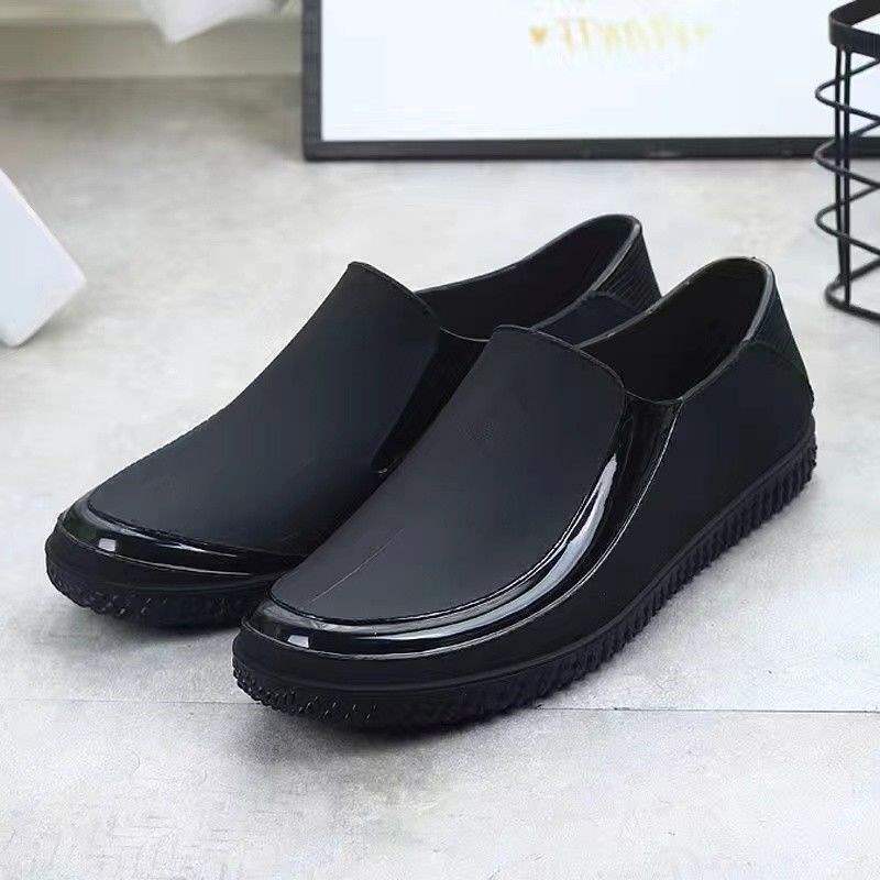 

Fashion short rain shoes men s non-slip waterproof shoes kitchen rubber shoes car wash site wear-resistant water boots velvet warm 44