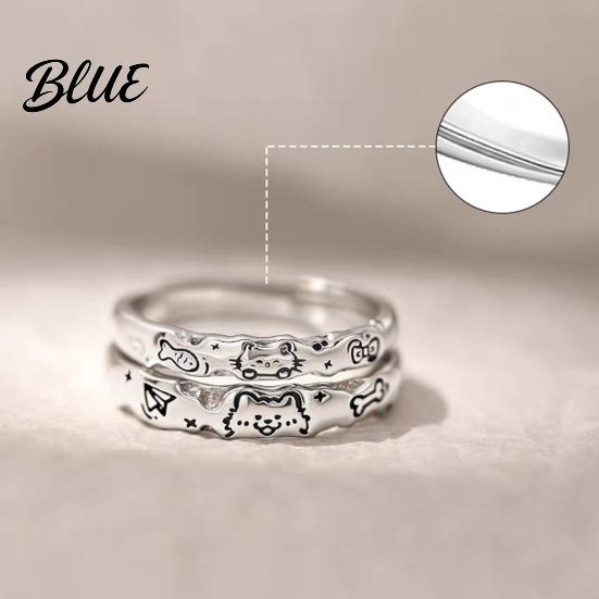 Fish Dog Bone Ring Couple Cartoon Cat Graffiti Design Matte