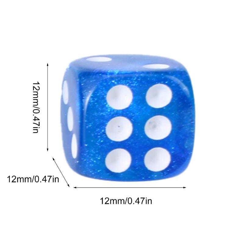 Rounds Corner Six Sided Dices Bulk, Pack of 50 Assorted Color 12mm D6 Acrylic Dices Cubes with Number Dots for Kids Use