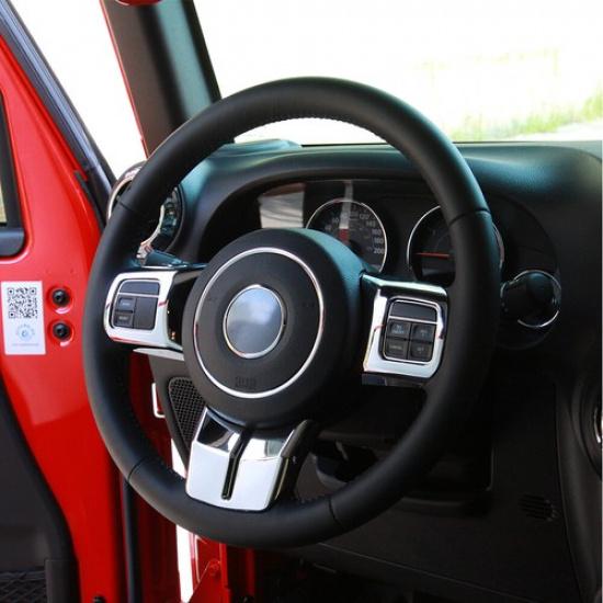 Inner Steering Wheel Moulding Trim Cover Kit for Jeep Wrangler JK 2011-17 Chrome