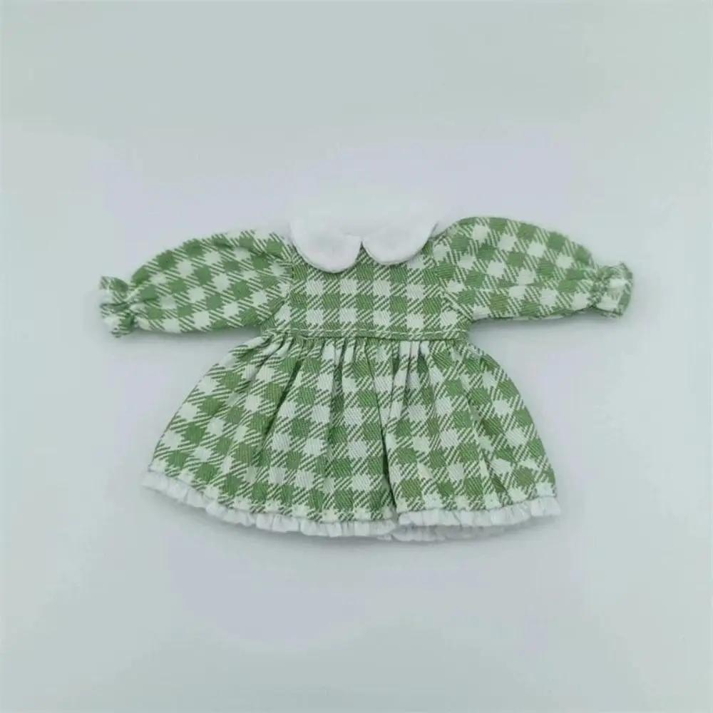 Handmade Printed Dresses For 1/11 OB11 Dolls Short Sleeve Outfits Dresses Fashion Doll Clothes Skirt For 1/12 BJD Dolls Tops