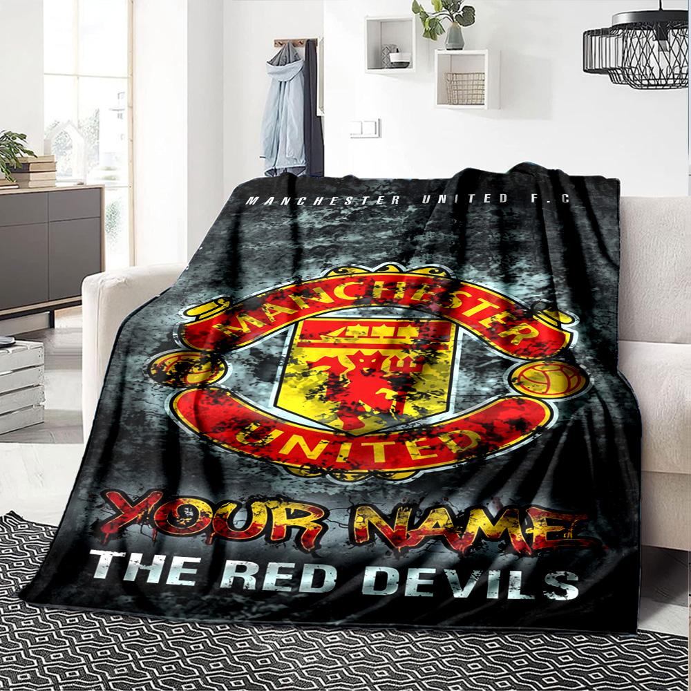 Manchester Personalized Text Blanket Cozy Personalized Blanket Comfortable Throw For Home Decor Sofa Couch Bed Four Seasons Universal