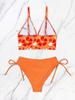 Women's Swimwear Sexy Printed Halter Neck Bikini Suit Side Tie High Waist Swimsuit Beachwear