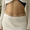 Ocean Series Boho Starfish Conch Pendant Waist Chain for Women Double Layer Imitation Pearl Beaded Belly Chain Body Jewelry