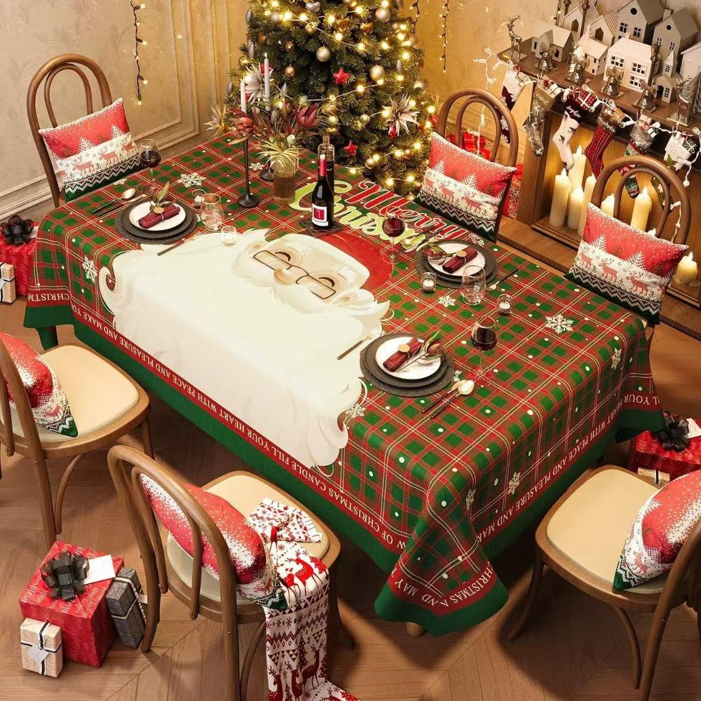 Festive Christmas Tablecloth for Dining Table Holiday Decor Home Party Theme Cover