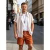 Simple Men Shirt Sets Vintage Stripe Lapel Short Sleeve Casual Shirt Beach Shorts Summer Streetwear Hawaiian Fashion Loose Suits