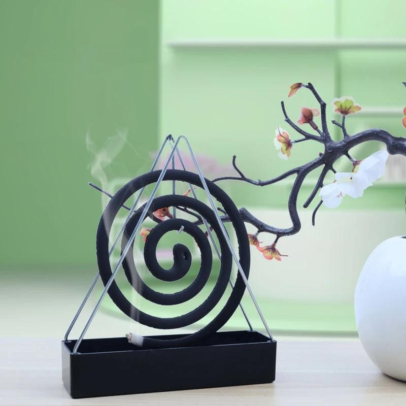 Creative Nordic Style Mosquito Coil Holder With Tray, Iron Spiral Mosquito Repellent Incense Rack Plate For Home Summer Decor