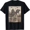 Funny Gorilla Riding Dinosaur UFO Chicken T-shirt