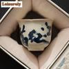 Imitation Song Ru Kiln Porcelain Teacup Man Jianghong Ceramic Flower Mouth Cup Small Egg Shape Master Cup Tea Pair Mug Teaware