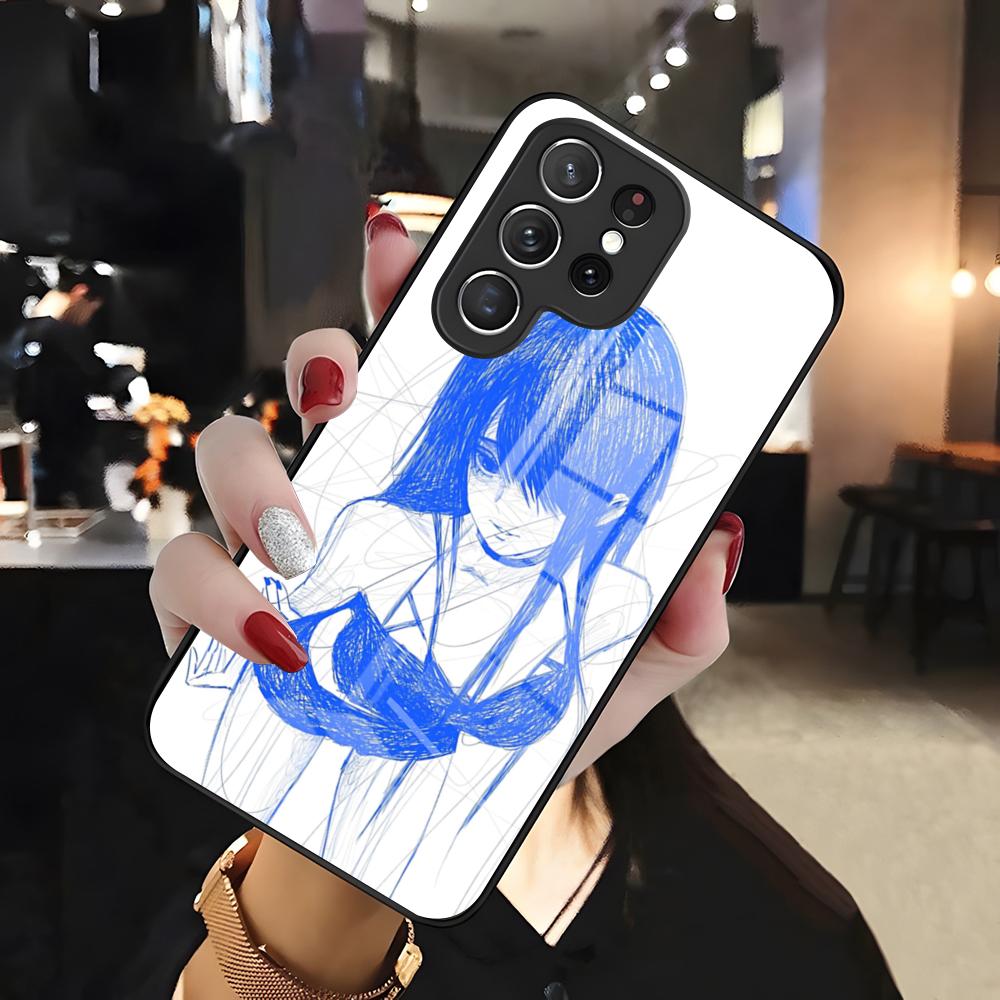 Sketch Anime Girl Phone Case For Samsung S26 S25 Edge Ultra 24 23 22 21 Ultra Plus Fe A55 56 15 4G 5G Glass Cover