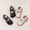 Girls Soft Sole Dress Shoes Mary Jane Style Princess Leather Casual School Party Flat Shoes with Flower Decoration and Adjustable Strap