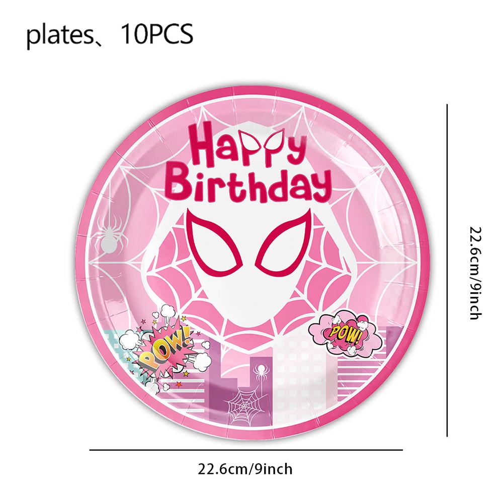 51-teiliges rosa Spinnen-Party-Geschirrset mit Tischdecke, Tellern, Bechern, Servietten